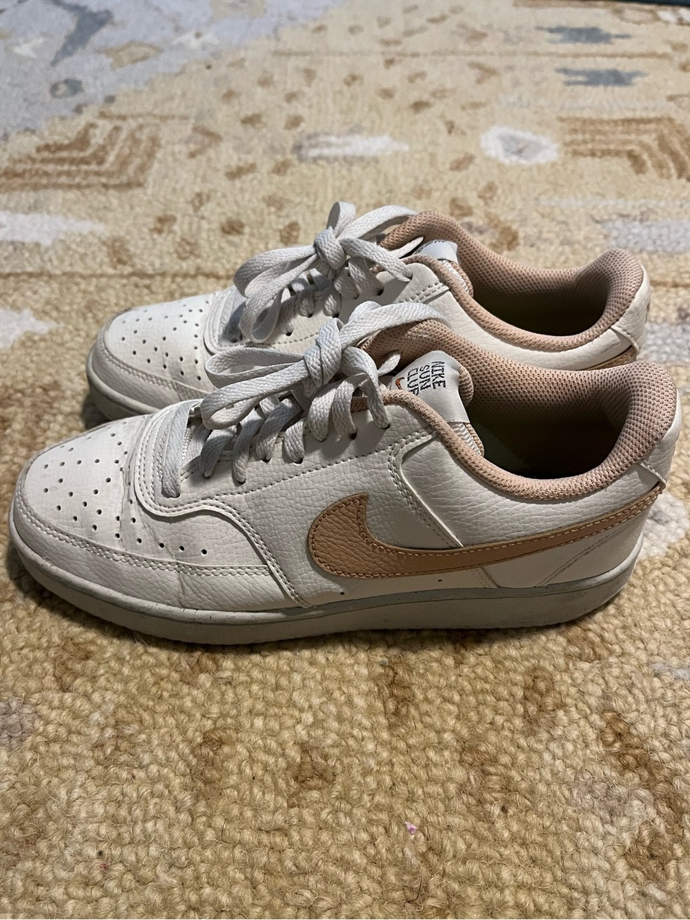 Nike Sneakers - Cream with Blush/Tan Swoosh